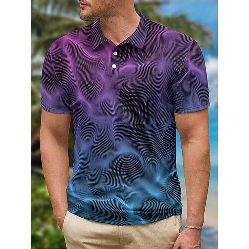 

Per uomo POLO Camicia da golf Golf Gradiente Stampe astratte Collo ripiegabile Viola Esterno Strada Maniche corte Bottone giù Stampa Abbigliamento Sportivo Di tendenza Streetwear Originale