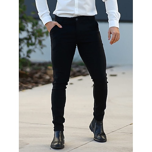 

Per uomo Pantaloni Chino Pantaloni chino Tasche Liscio Comfort Traspirante Esterno Giornaliero Per uscire 100% cotone Di tendenza Streetwear Nero Giallo