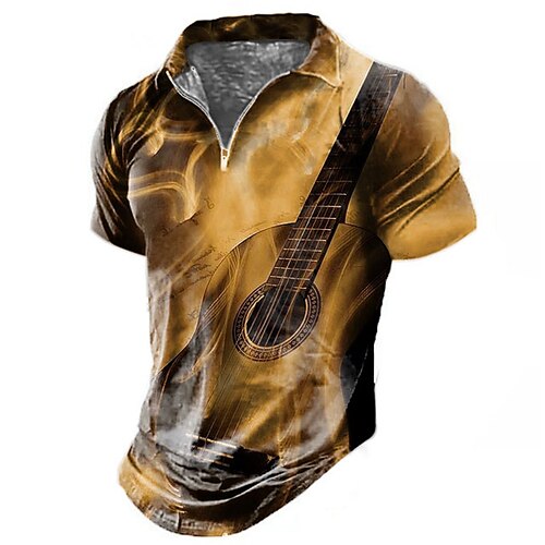 

Per uomo POLO Camicia da golf Golf Stampe astratte Musica Chitarra Collo ripiegabile Giallo Blu Arancione Grigio Esterno Strada Maniche corte Bottone giù Stampa Abbigliamento Sportivo Di tendenza