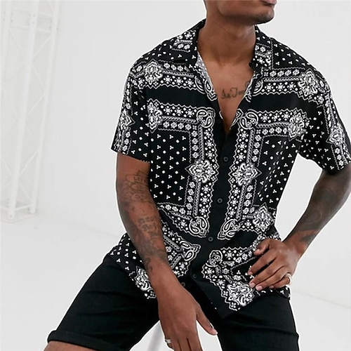 

Homme Chemise Floral Imprimés Photos Rétro Vintage Col rabattu Noir Plein Air Casual Manches courtes Bouton bas Imprimer Vêtement Tenue Rétro Vintage Mode Vêtement de rue Design