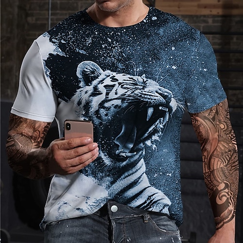 

Per uomo maglietta Magliette Pop art Animali Tigre Girocollo Abbigliamento Stampa 3D Esterno Informale Manica corta Stampa Vintage Di tendenza Originale