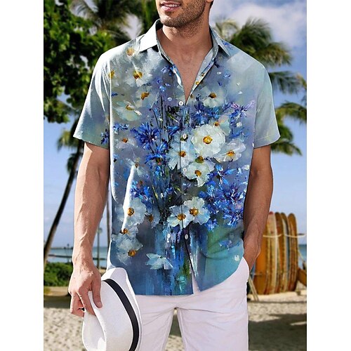 

Per uomo Camicia Camicia hawaiana Floreale Stampe astratte Collo ripiegabile Blu Viola Verde Grigio Esterno Strada Maniche corte Stampa Abbigliamento Di tendenza Streetwear Originale Morbido