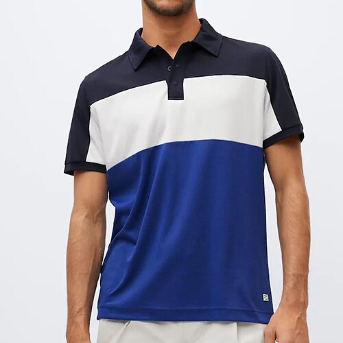 

Herre POLO T-skjorte Golf skjorte Gate Avslappet Klassisk Kortermet Mote Grunnleggende Fargeblokk Knapp Sommer Normal Mørk Navy POLO T-skjorte