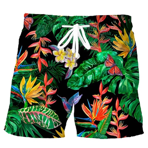 

Herre Surf shorts Badeshorts Sommer shorts Strandshorts Snørelukning med mesh-for Elastisk Talje Tropisk Grafiske tryk Blomst Hurtigtørrende Korte Afslappet Daglig Ferie Boheme Hawaiiansk Sort Grøn