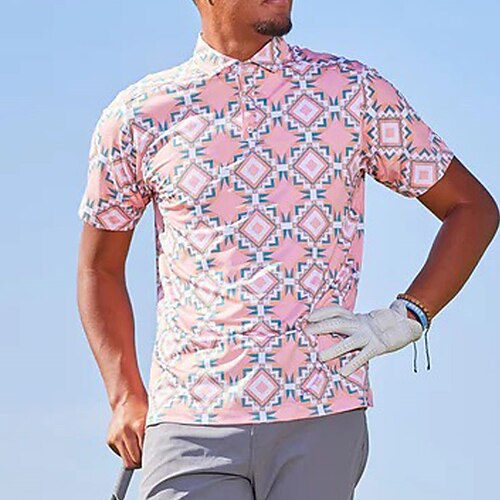

Per uomo POLO Camicia da golf Golf Stampe astratte Geometria Collo ripiegabile Rosa Esterno Strada Maniche corte Stampa Abbigliamento Sportivo Di tendenza Streetwear Originale
