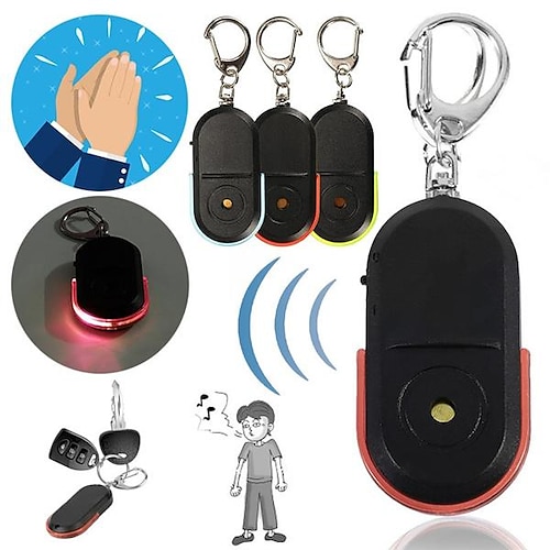 

Anti-Lost Alarm Key Finder Locator Keychain Device Whistle Sound Finder with LED Light