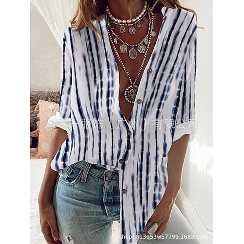 

Chemise Chemisier Femme Blanche Bleu Violet Floral Papillon Bouton Imprimer manche longue Casual Vacances basique Col V Longue Standard Fleur Papillon S