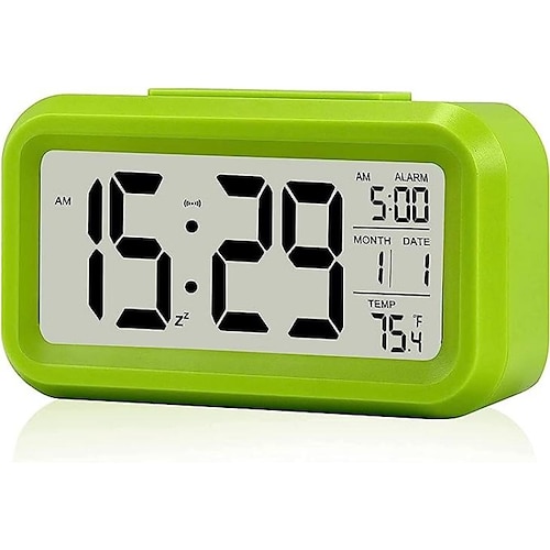 Led Display Digital Alarm Clock Battery Operated Smart Night Light