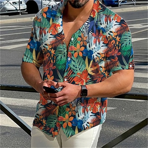 

Per uomo Camicia Camicia hawaiana Stampe astratte Foglie Collare cubano Verde Informale Hawaiano Manica corta Bottone giù Stampa Abbigliamento Sportivo Di tendenza Streetwear Originale