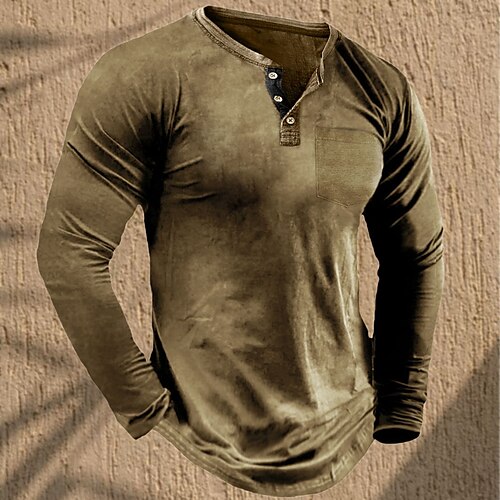 

Men's Henley Shirt Plain Henley Street Vacation Long Sleeve Clothing Apparel Basic Designer Modern Contemporary