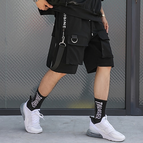 

Herren Cargo Shorts Kurze Hosen Shorts Kurze Hosen Lässige Shorts Techwear Pattentasche Schnallenriemen Glatt Komfort Atmungsaktiv Outdoor Täglich Ausgehen Modisch Strassenmode Schwarz