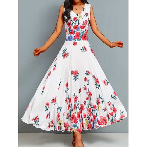 

vestito lungo maglione delle donne maxi vestito maglione vestito casuale dal maglione altalena vestito dal maglione vestito dal maglione di estate floreale moda romantica all'aperto vacanza