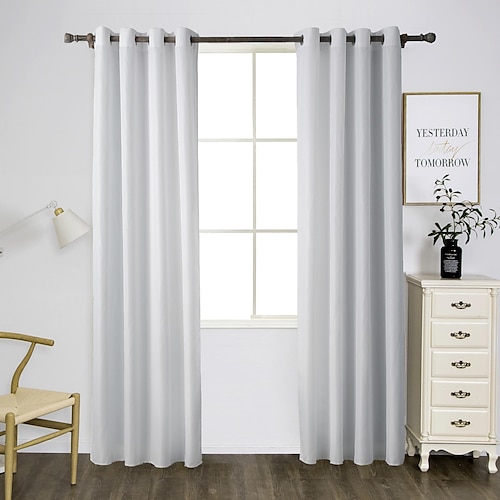 

Blackout Curtain Drapes Farmhouse Grommet/Eyelet Curtain Panels For Living Room Bedroom Sliding Door Curtains Kitchen Balcony Window Treatments Thermal Insulated