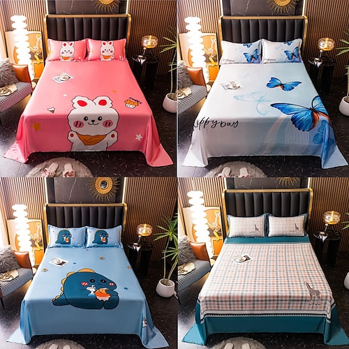 

New Fashion Printing Four Seasons Universal Muji Style Print Fitted Sheet Ice Floss Sheet Bed Cover