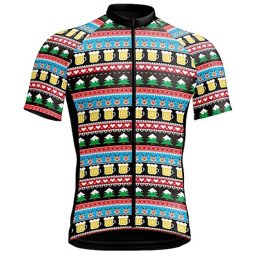 

Hombre Maillot de Ciclismo Manga Corta Bicicleta Maillot con 3 bolsillos traseros MTB Bicicleta Montaña Ciclismo Reflectante Reductor del Sudor Secado rápido Negro Cerveza Oktoberfest Deportes Ropa