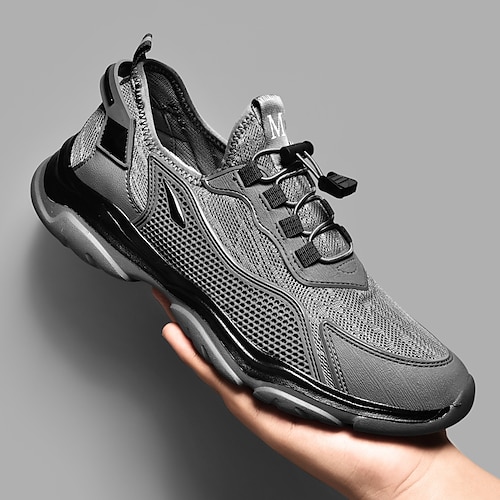 

Herre Sko Oxfordsko Kontor / Bedrift Penny Loafers Afslappet Daglig Gang Elastisk stof Åndbart Sort Grå Sommer Forår