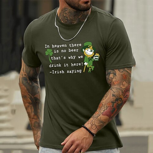 

Per uomo maglietta Magliette grafiche Camicia fresca Stampe astratte Festa di San Patrizio Girocollo Stampa a caldo Strada Da mare Maniche corte Stampa Abbigliamento Originale Essenziale