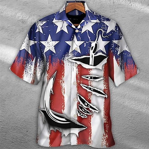 

Men's Shirt Summer Hawaiian Shirt Graphic Prints Music Beer National Flag Cuban Collar Blue red Black White Yellow Red Casual Holiday Short Sleeve Button-Down Print Clothing Apparel Sports Fashion