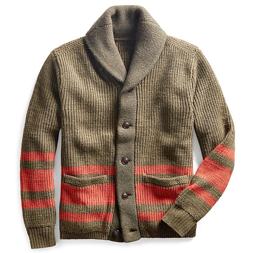 

Per uomo Felpa Cardigan Maglione A coste Maglia Standard Lavorato a maglia Banda Bavero Top caldi Contemporaneo moderno Da tutti i giorni Per uscire Abbigliamento Inverno Verde militare M L XL