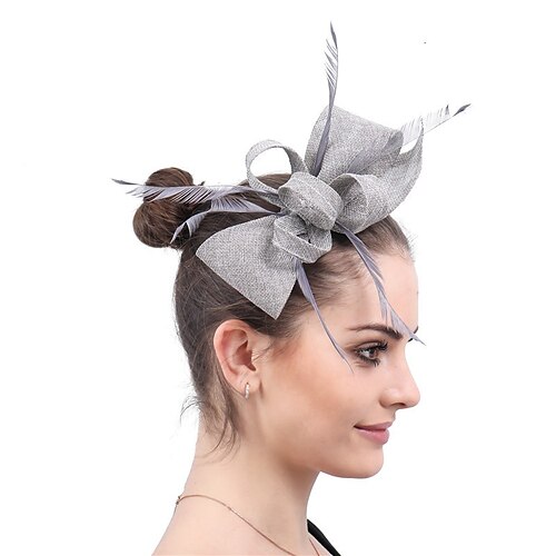 

fascinators Tessuto Kentucky Derby Corsa di cavalli Elegante Signora Con Piume Fiocco Copricapo Copricapo