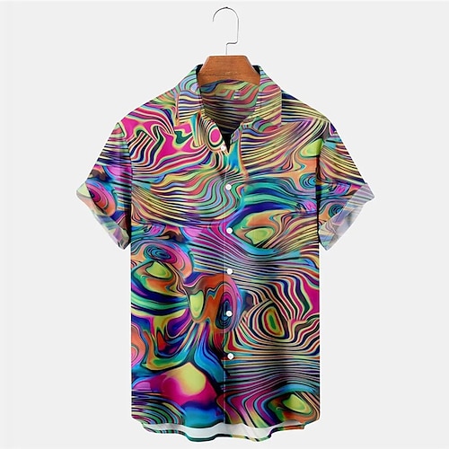 

Homme Chemise Chemise hawaïenne Dégradé Abstrait Imprimés Photos Col rabattu Violet Plein Air Casual Manche Courte Bouton bas Imprimer Vêtement Tenue Mode Vêtement de rue Design Flexible