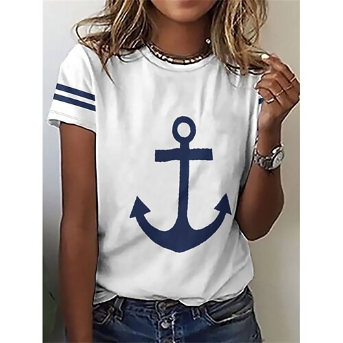 

Damen T Shirt Weiß Graphic Bedruckt Kurzarm Täglich Wochenende Basic Rundhalsausschnitt Standard 3D Cat Farbe S