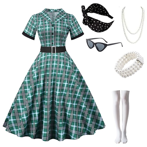 

Audrey Hepburn Vintage Inspired Swing Dress Flare Dress Women's Costume Vintage Cosplay Party Daily Wear 1 Bracelet