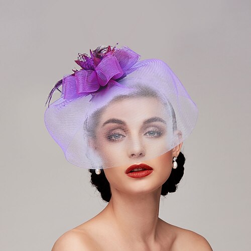 

Fjær / Nett Kentucky Derby-hatt / fascinators / Hatter med Fjær / Blomster / Blomst 1 stk Bryllup / Spesiell Leilighet / Hesteløp Hodeplagg