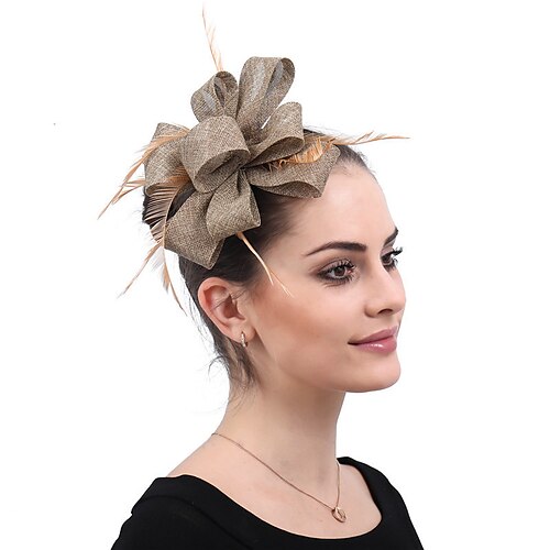 

fascinators sinamay Bryllup Kentucky Derby Retrorød Brude Med Fjer Medaljon Hovedbeklædning