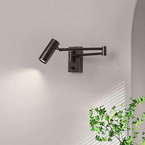 

led vegglamper svingarm 7w fjernkontroll kreativ roter justerbar vegglysfjernkontroll soverom nattbord leselys 110-240v