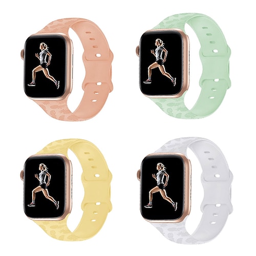 

Pulseira Esportiva flor gravada Compatível com Pulseira Apple Watch 38mm 40mm 41mm 42mm 44mm 45mm 49mm Impermeável fivela borboleta Fecho de Metal Silicone macio pulseira de substituição para Série