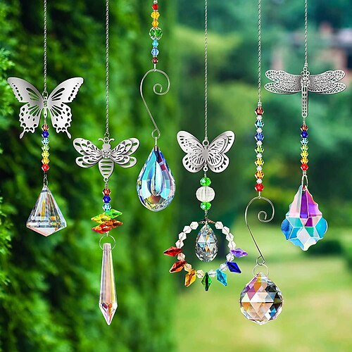 

libélula mariposa cristales suncatcher colgantes suncatchers cuentas colorido colgante de cristal colgante de pared árbol ventana prisma ornamento para jardín ventana coche boda plantas