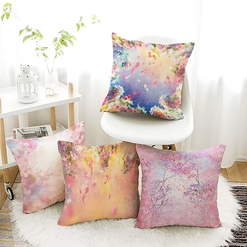 

Floral Double Side Pillow Cover 4PC Soft Decorative Square Cushion Case Pillowcase for Bedroom Livingroom Sofa Couch Chair