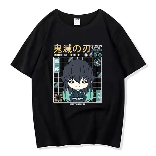 

Demon Slayer: Kimetsu no Yaiba Muichiro Tokito T-shirt Anime Grafisk T恤衫 Til Herre Dame Unisex Voksne Varmstempling 100% bomuld Afslappet / Hverdag