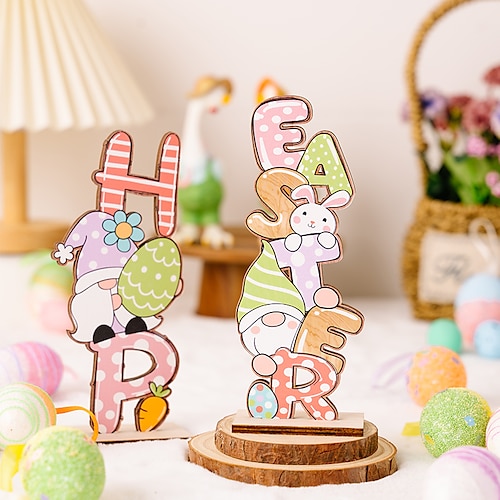 

decoraciones de pascua pascua adornos de letras de madera coloridos adornos enanos huevos de conejito
