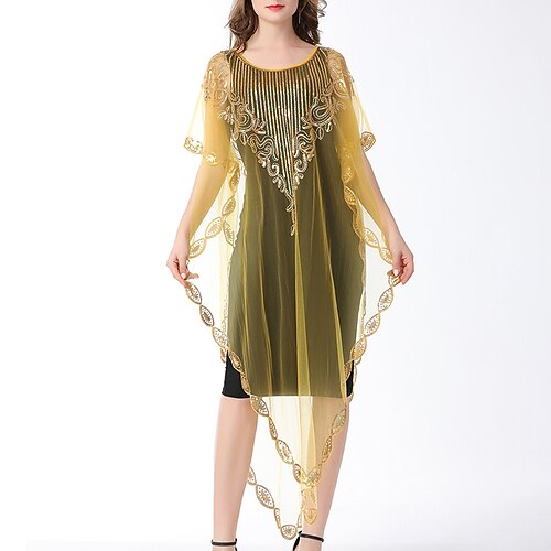 

Xale e Estola Estolas Femininas Elegante Casamento Sem Manga Poliéster Estolas de Casamento Com Lantejoulas Para Casamento Verão