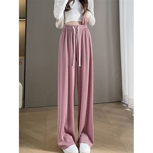 

Dame Loungewear Underdele Ren farve Enkel Afslappet Komfort Hjem Daglig Ferierejse Spandex Åndbart Bukse Lomme Elastisk Talje Sommer Forår Sort Gul