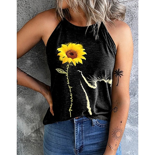 

Mulheres Malha Íntima Nadador Tops de verão Preto Spot de Luz Multi-Colorida Imprimir Sem Manga Feriado Final de semana Básico Nadador Padrão Tema Flores S