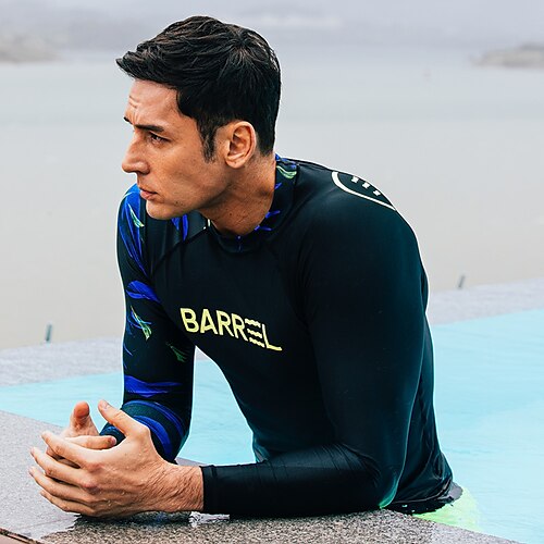 

Herre Rash-guard UV Solbeskyttelse UPF50 Lettvekt Langermet Ikke-Klø Klær Svømmeskjorte Svømming Surfing Strand Vannsport Ensfarget Sommer
