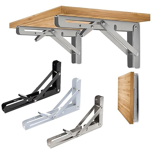 

2pcs Heavy Duty Folding Shelf Brackets - 8, 10 & 12 - Wall Mounted for Bench Table with Screws