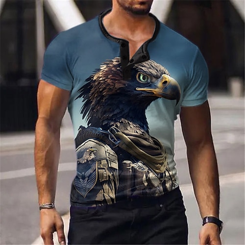 

Per uomo Camicia Henley Magliette Pop art Animali Aquila Henley Abbigliamento Stampa 3D Esterno Informale Manica corta Bottone giù Stampa Di tendenza Originale Comodo