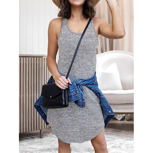 

Per donna loungewear Camicia da notte Vestiti Colore puro Di tendenza Informale Interni Strada Appuntamento Elastene Traspirante Girocollo Senza maniche Estate Primavera Grigio