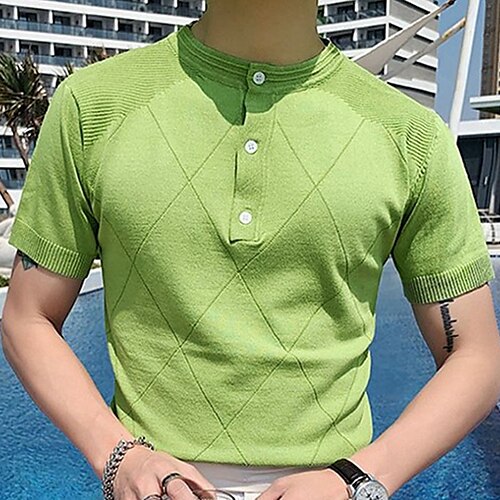 

Per uomo Polo Polo in maglia Attività commerciale Giornaliero Girocollo Maniche corte Moda Classico Liscio Lavorato a maglia Estate Primavera Verde Polo