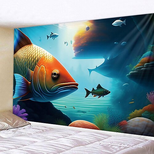 

océan poisson mur tapisserie art décor couverture rideau suspendu maison chambre salon décoration