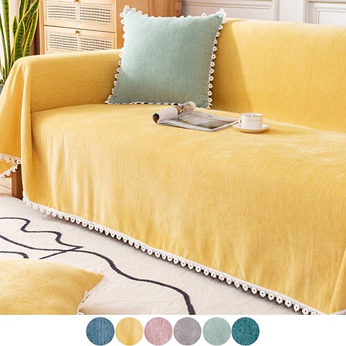 

Throw Blanket Soft Cozy Chenille Throw Blanket with Fringe Tassel for Couch Sofa Chair Bed Living Room Gift