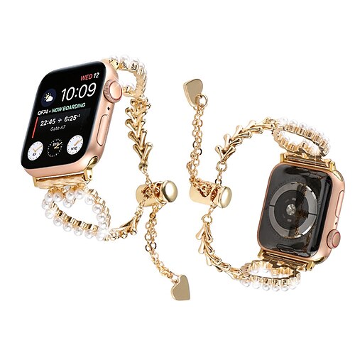 

Bijoux Bracelet Compatible avec Bracelet Apple Watch 38mm 40mm 41mm 42mm 44mm 45mm 49mm Homme Ajustable Perle Acier Inoxydable Alliage Bracelet de remplacement pour iwatch Série Ultra 8 7 6 5 4 3 2 1