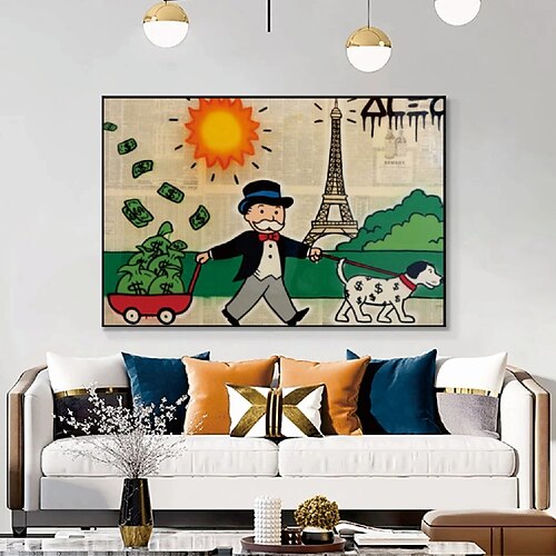 

fatto a mano dipinto a mano pittura a olio parete pittura astratta moderna alec monopoly arte di strada soldi pittura su tela decorazione della casa arredamento tela arrotolata senza cornice non tesa