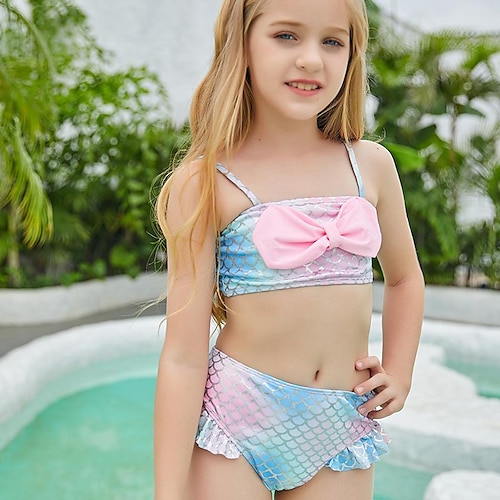 

Badetøy Bikini Badedrakter Havfrue Grafisk polyester Rosa BH Underbukser