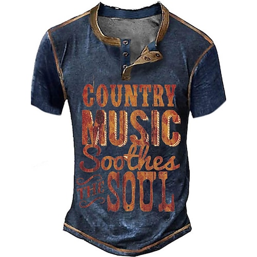 

Per uomo Camicia Henley Magliette Pop art Musica country Henley Abbigliamento Stampa 3D Esterno Informale Manica corta Bottone giù Stampa Di tendenza Originale Comodo