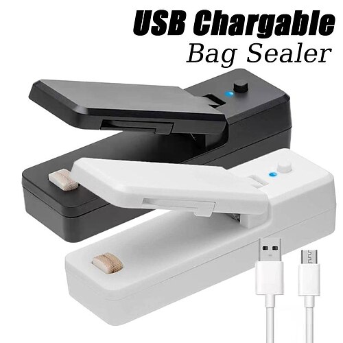 

1 peça seladora de mini saco, seladora portátil a vácuo com carregamento USB, seladora e abridor de saco 2 em 1, adequado para uso em sacolas plásticas, lancheiras, embalagens seladas e manutenção